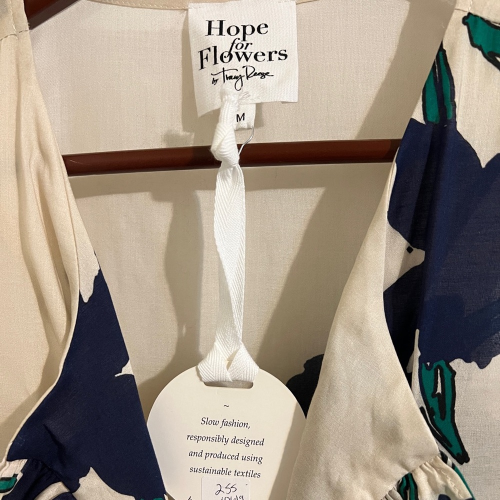 NWT Hope for Flowers by Tracy Reese Frilled Shell l Blue Motif | Size Medium - Picture 12 of 12